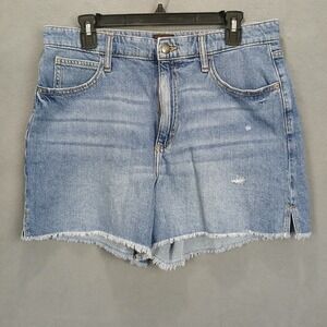 Lee Cut Off Shorts Womens 12M Blue Denim Cotton Distressed Loose‎ Fit Raw Hem
